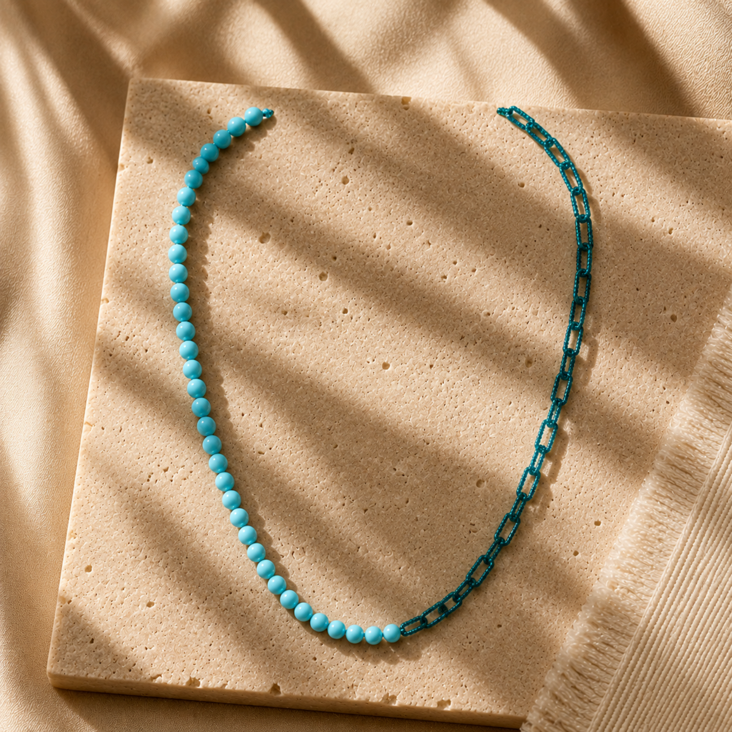 18K Gold Turquoise Link Necklace