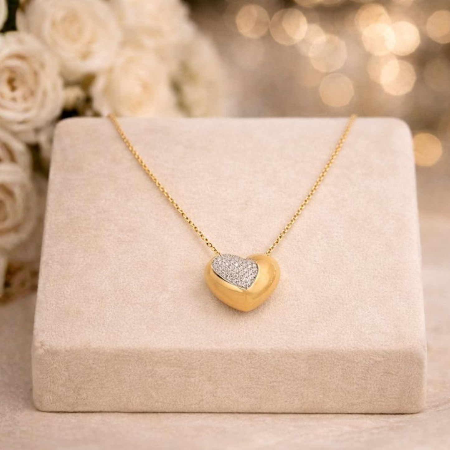 Heart Diamond Pendant Necklace in 14K Gold