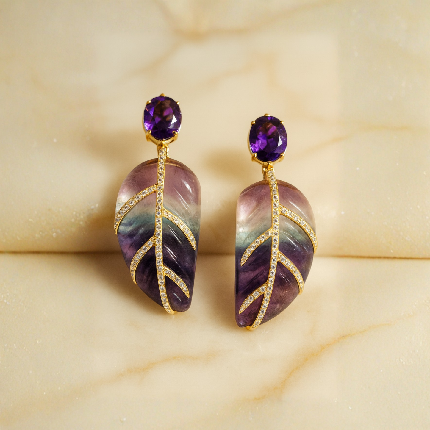 Violet Dusk Leaf Earrings