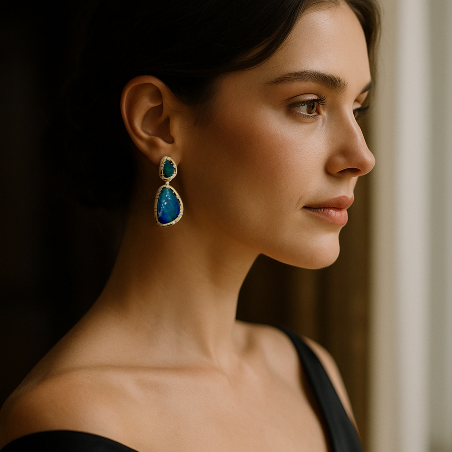 Azure Cascade Opal Earrings