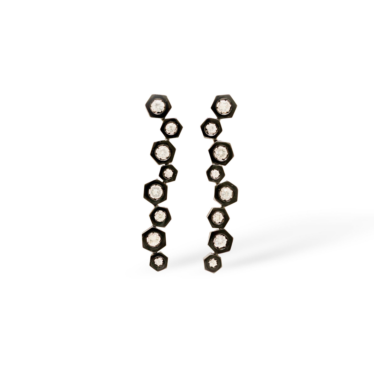 Onyx & Diamond Shadowlight column Earrings