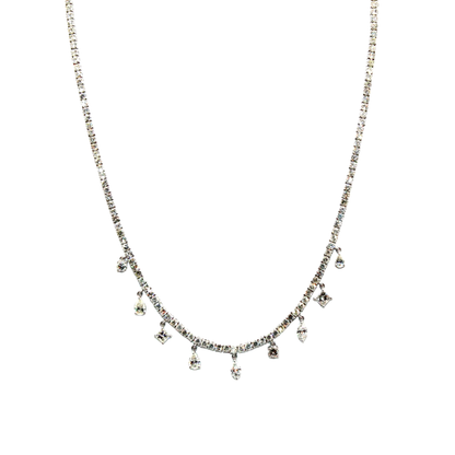 Gold Diamond Tennis Charm Necklace