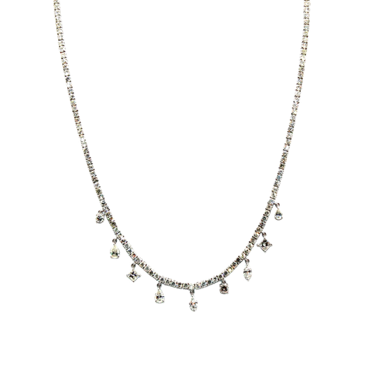 Gold Diamond Tennis Charm Necklace