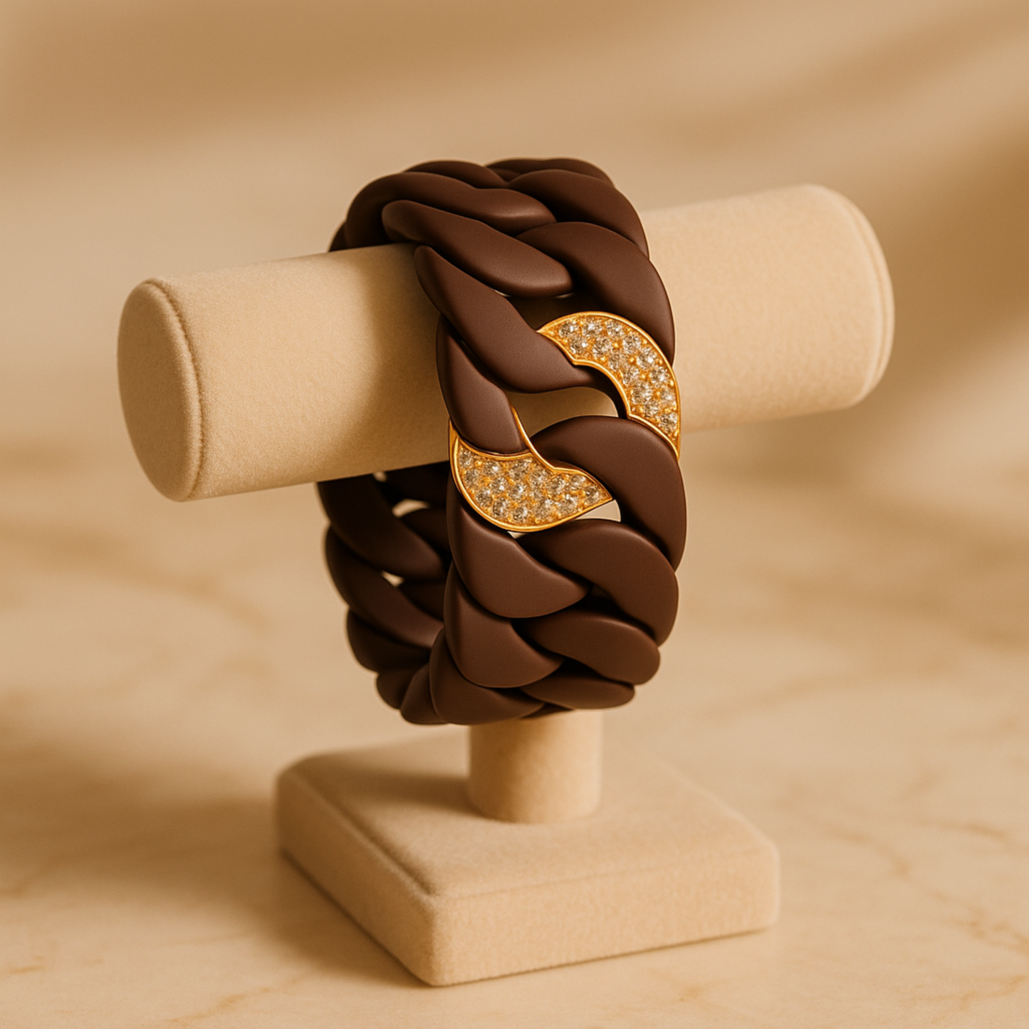 Titanium Bracelet With Pink Gold & Brown Diamonds