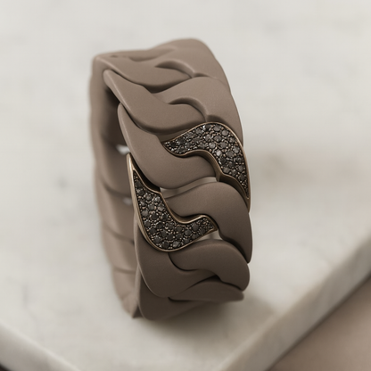 Natural Titanium Bracelet With Black Diamonds