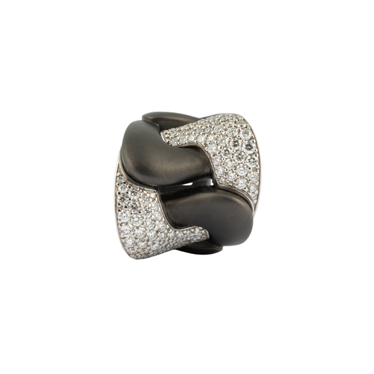 Titanium Ring With White Gold & White Diamonds
