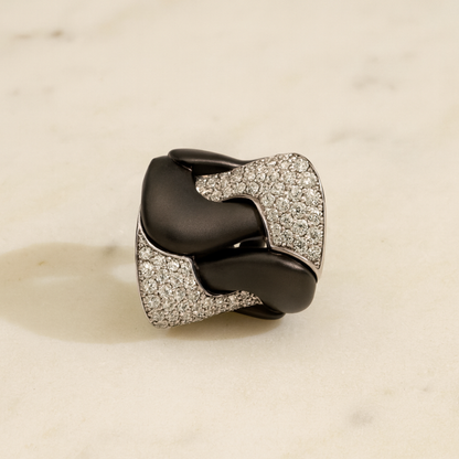 Titanium Ring With White Gold & White Diamonds