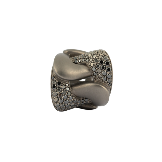 Titanium Ring With Black Diamonds