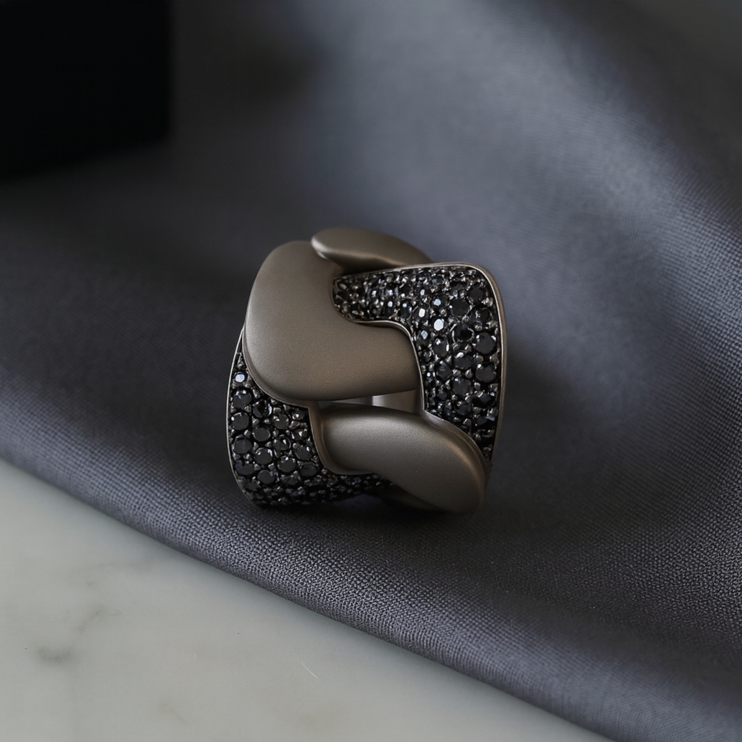 Titanium Ring With Black Diamonds