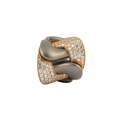 Titanium Ring With Rose Gold & White Diamonds