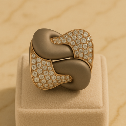 Titanium Ring With Rose Gold & White Diamonds