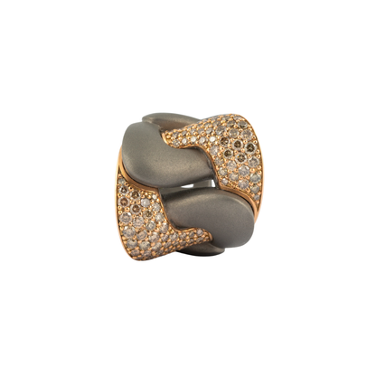 Titanium Ring With Rose Gold & Brown Diamonds