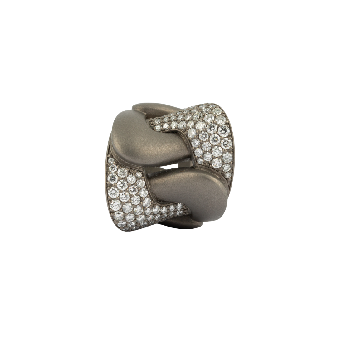 Titanium Ring With White Diamonds