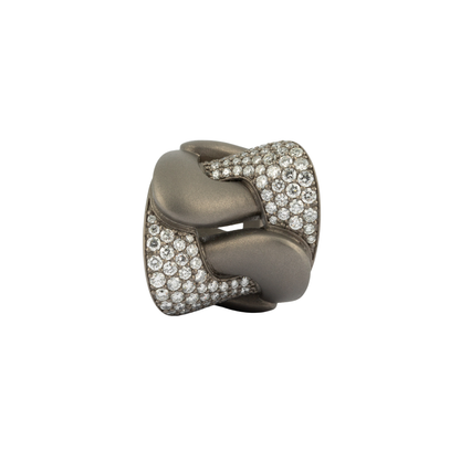 Titanium Ring With White Diamonds