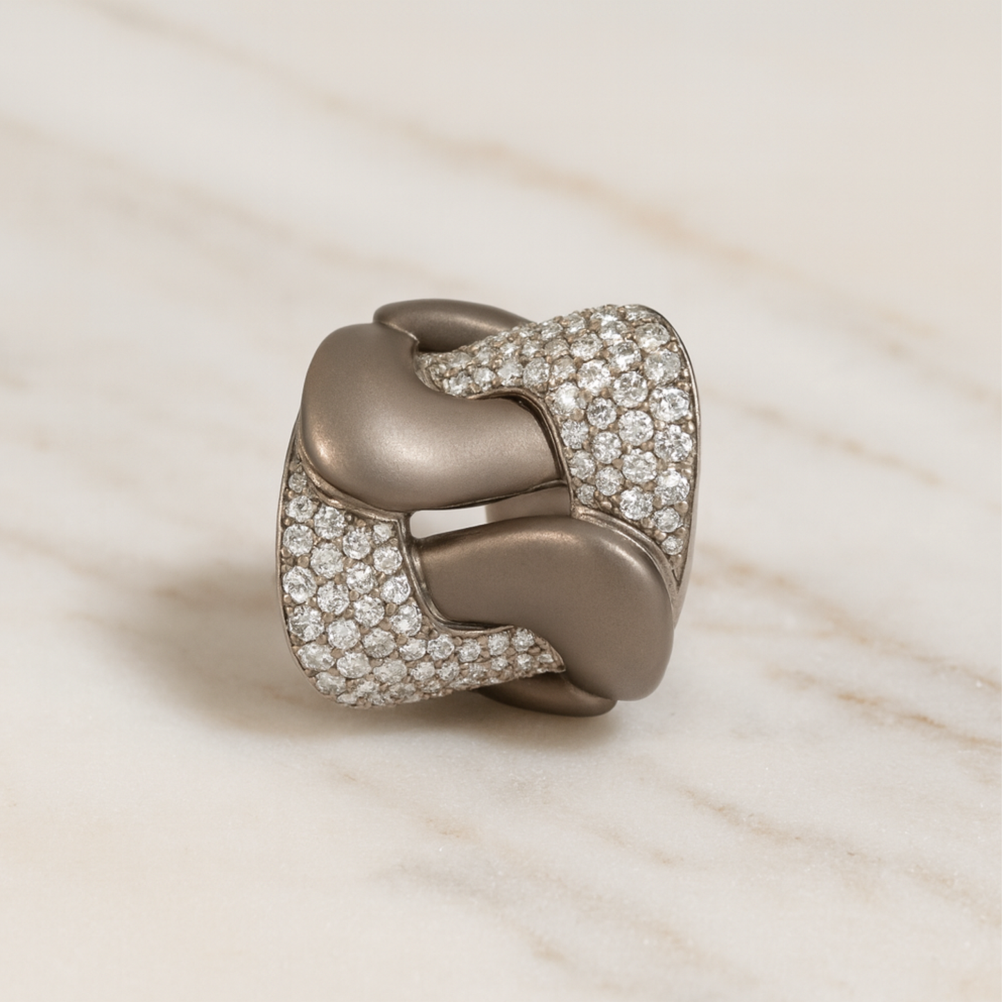 Titanium Ring With White Diamonds