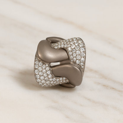 Titanium Ring With White Diamonds