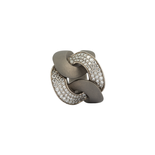 Titanium Satin Ring With White Diamonds