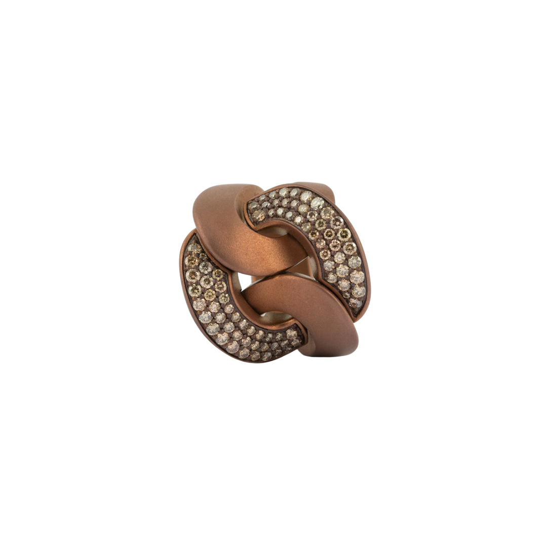 Titanium Satin Ring With Brown Diamonds