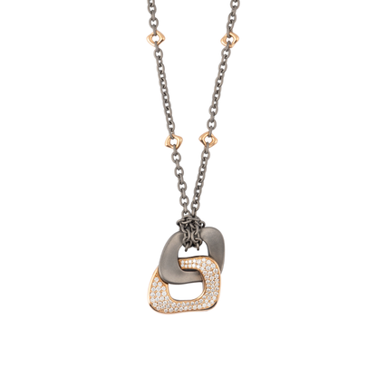 Titanium Necklace With Rose Gold & White Diamonds