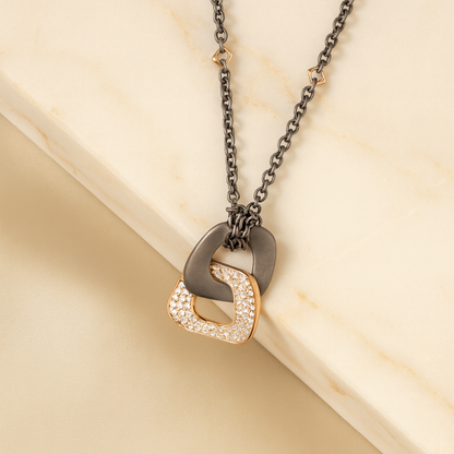 Titanium Necklace With Rose Gold & White Diamonds
