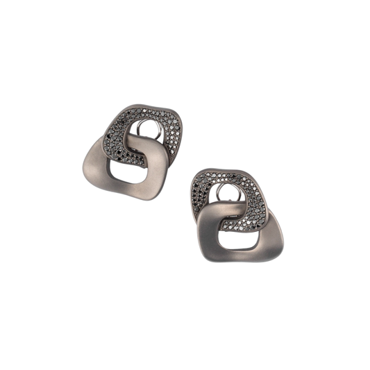 Titanium Earrings With Black Diamonds