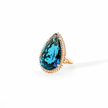 Azure Sky Double Stone Blue Topaz & Diamond Ring