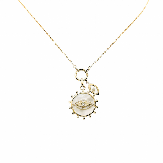 Evil Eye Beaded Pendant Necklace in 14K Gold