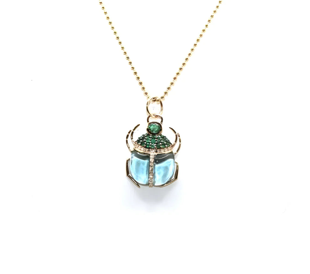 Charm Beetle Pendant Necklace in 18K Italian Gold