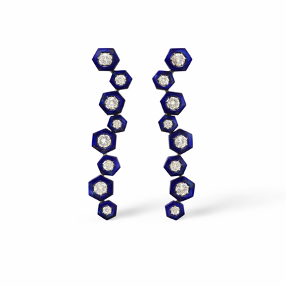 Lapis & Diamond Shadowlight Column Earrings