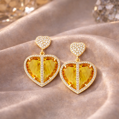 18K Gold Heart Shaped Earrings
