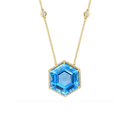 18K Gold Hexagon Pendant Necklace