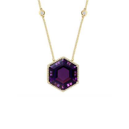 18K Gold Hexagon Pendant Necklace
