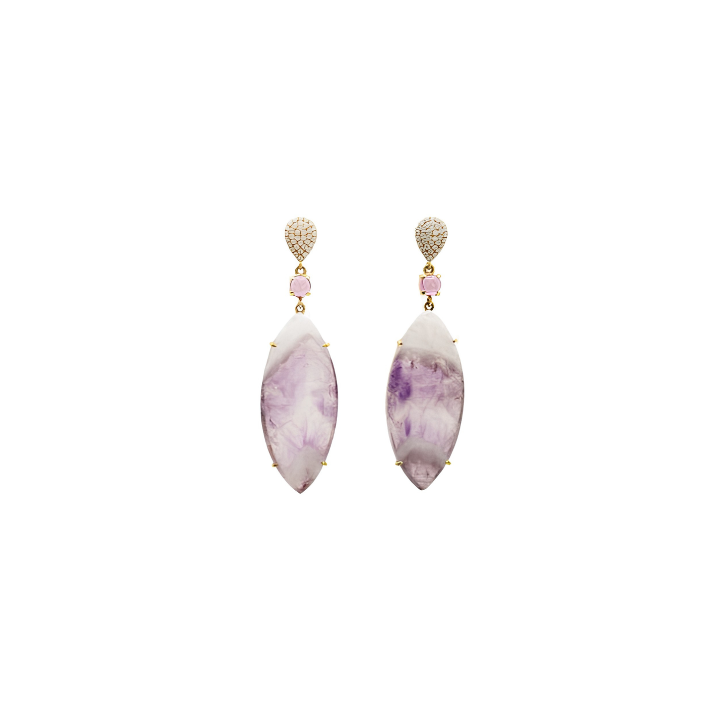 Orchid Haze Garnet, Chevron Amethyst and Diamond Earrings