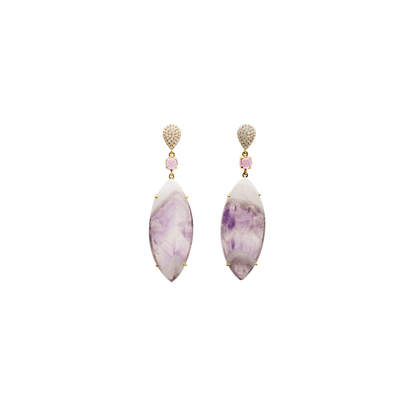 Orchid Haze Garnet, Chevron Amethyst and Diamond Earrings