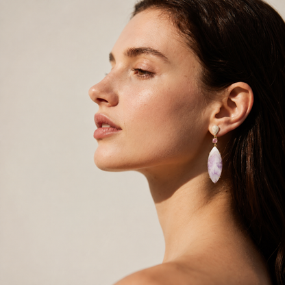 Orchid Haze Garnet, Chevron Amethyst and Diamond Earrings