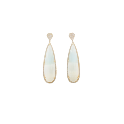 18K Yellow Gold Aquamarine & Diamond Drop Earrings