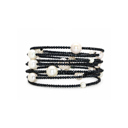 Black and Turquoise Beaded Bracelet Stack