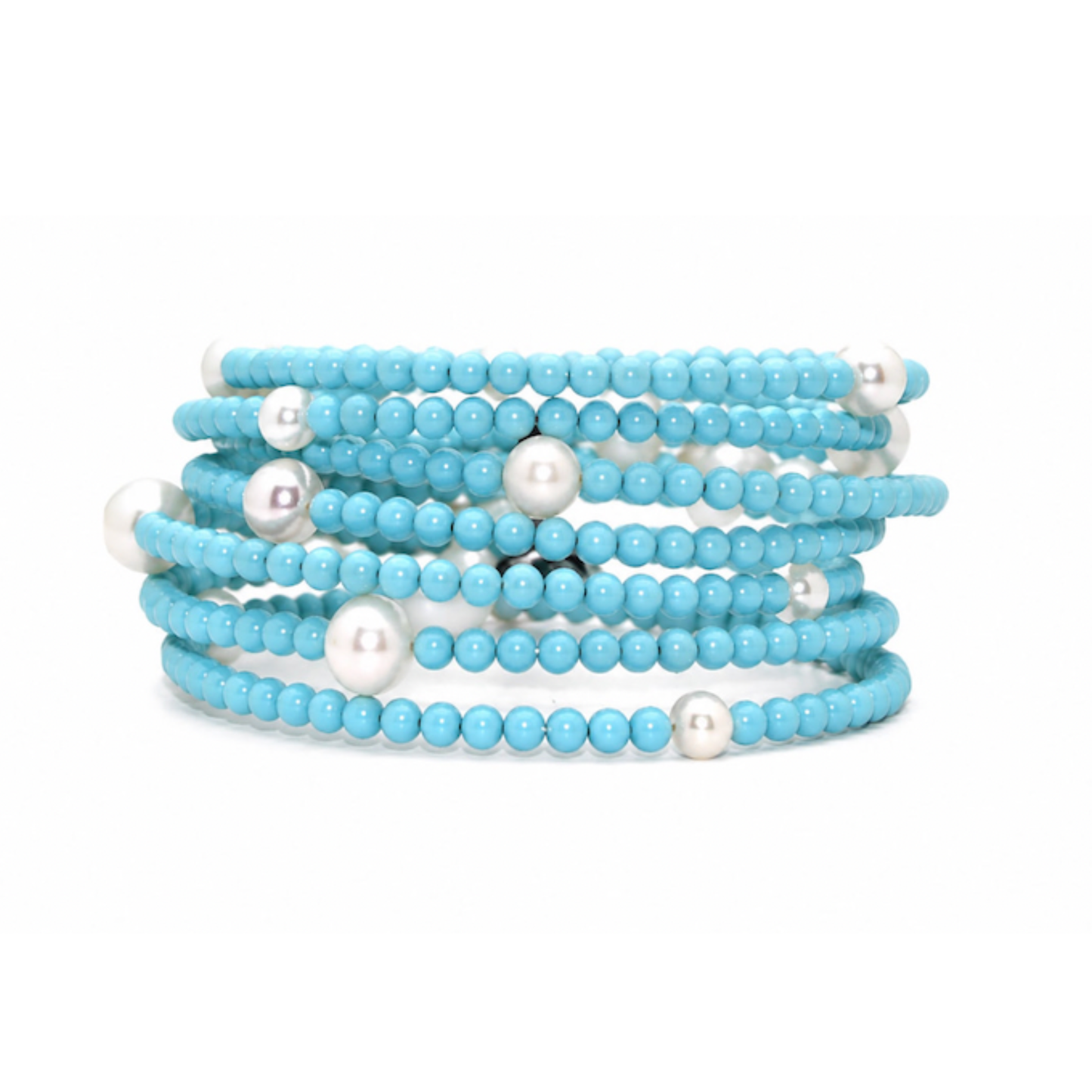18K Gold Turquoise Beaded Bracelet Stack