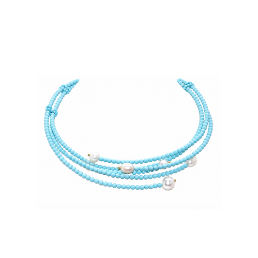 Turquoise Beaded Pearl Necklace