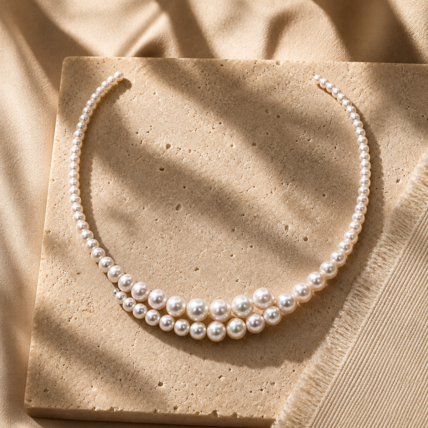 18K Gold White Pearl Necklace