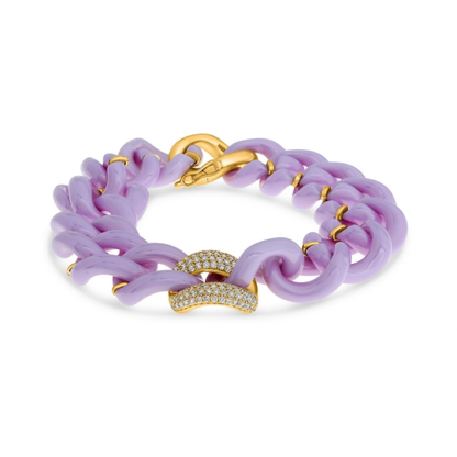14K Gold Purple Ceramic Chain Link Bracelet