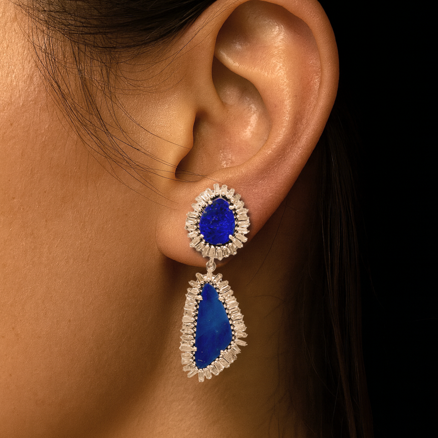 Opal & Diamond Luna Mare Earrings in Sterling Silver