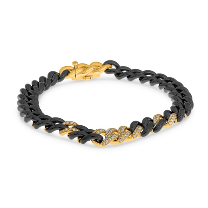 14K Gold Black Ceramic Chain Link Bracelet
