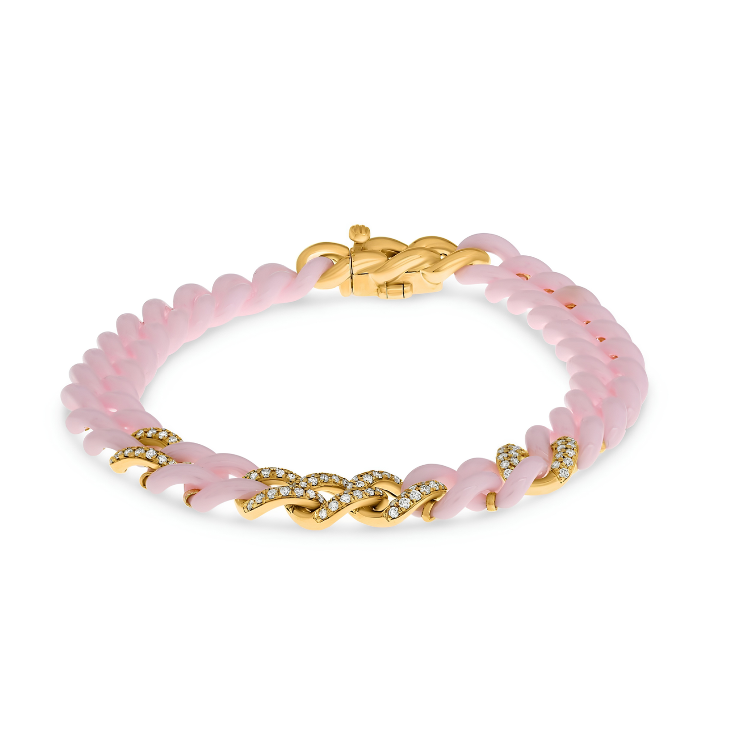 14K Gold Pink Ceramic Chain Link Bracelet