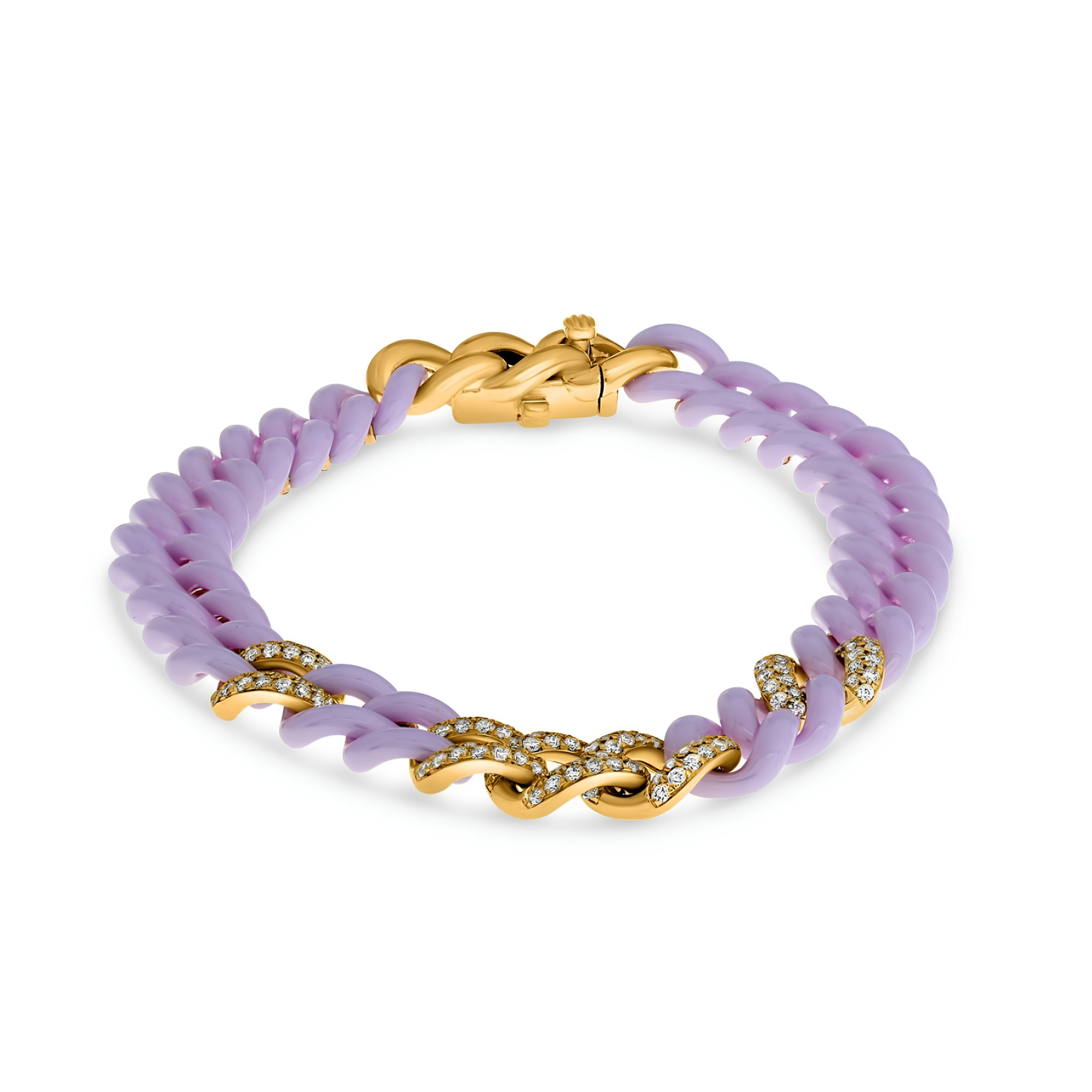 14K Gold Purple Ceramic Chain Link Bracelet