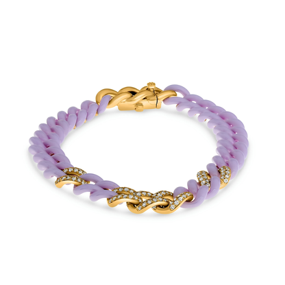 14K Gold Purple Ceramic Chain Link Bracelet
