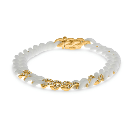14K Gold White Ceramic Chain Link Bracelet