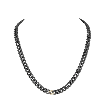 14K Gold Black Ceramic Chain Link Necklace