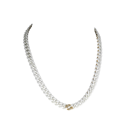 14K Gold Ceramic Chain Link Necklace