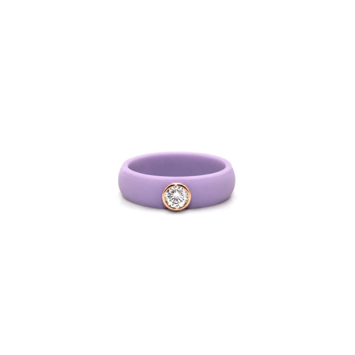 14K Yellow Gold Diamond Lavander Silicone Ring